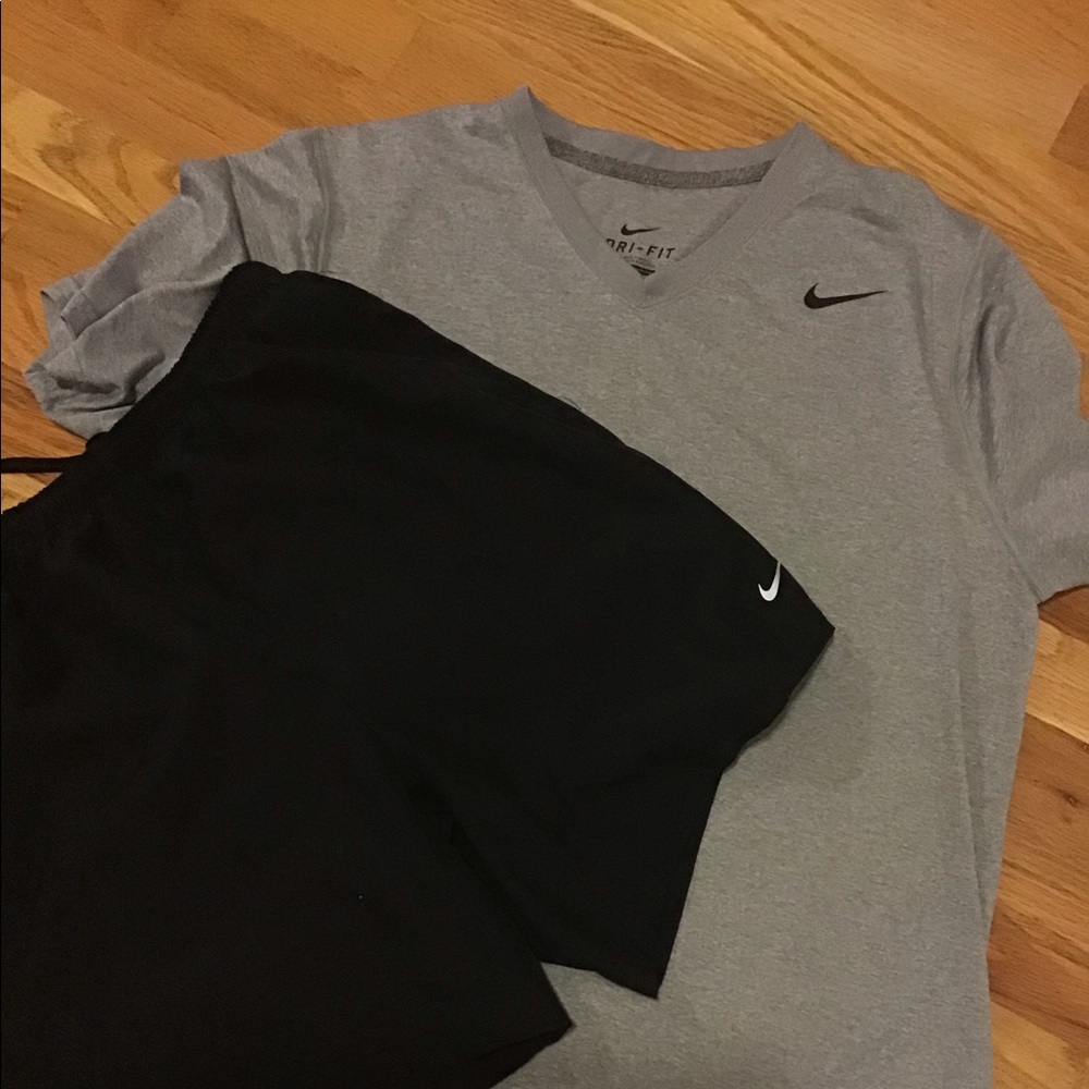Nike running shorts and tshirt size large, Dri Fit